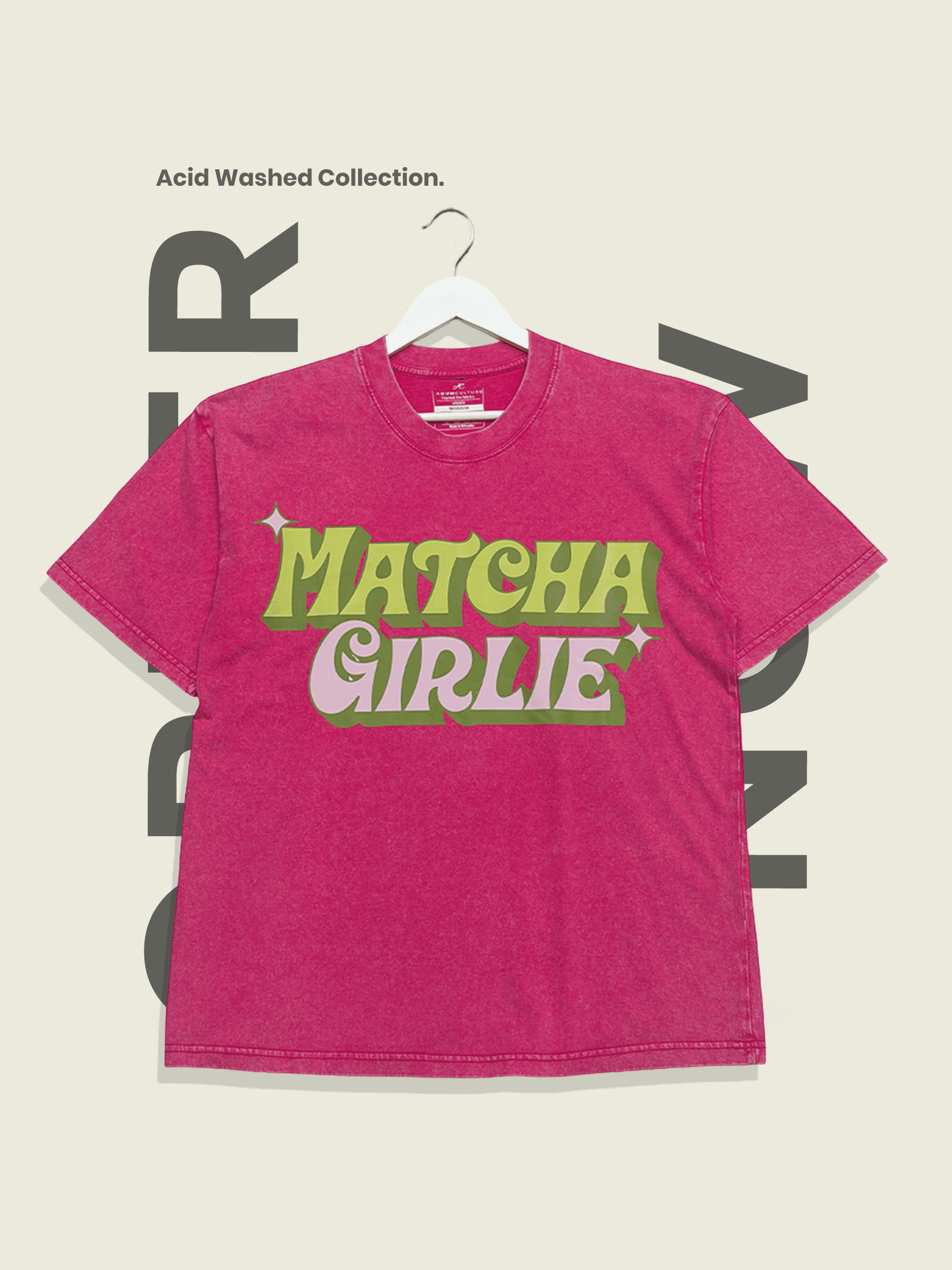 Matcha Girlie Tee | Acid Washed Berry Crush | Adum Culture